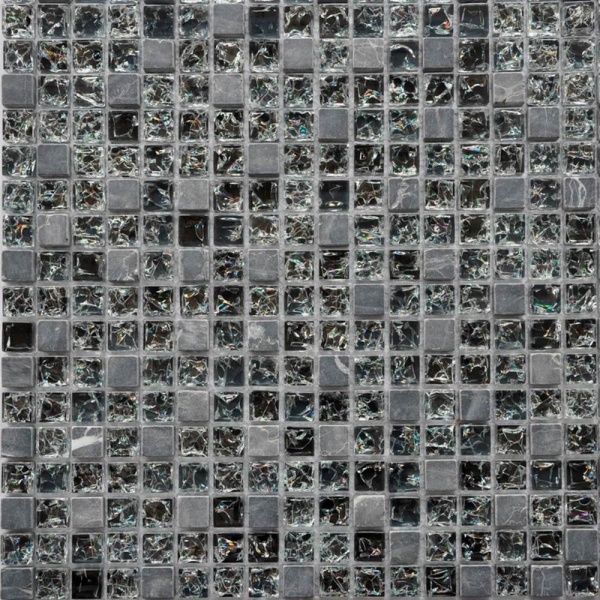Keramograd коллекция Мозаика стеклянная с камнем элемент Мозаика Стеклянная Черная GS089B