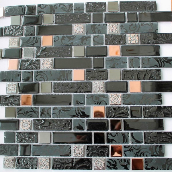 Keramograd коллекция Мозаика стеклянная с камнем элемент Мозаика Стеклянная Черная DGFW010