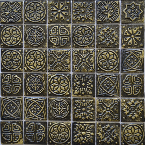 Keramograd коллекция Мозаика керамические вставки элемент Мозаика Керамическая Золотая KG4804