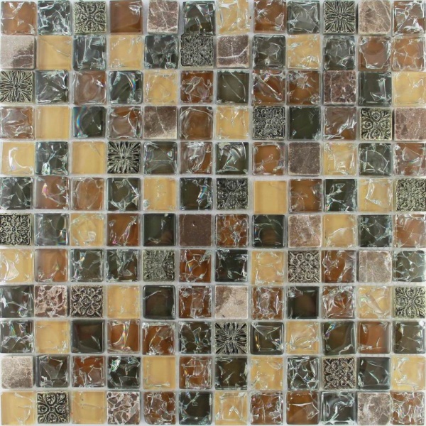 Keramograd коллекция Мозаика стеклянная с камнем элемент Мозаика Стеклянная Бежевая FXD010