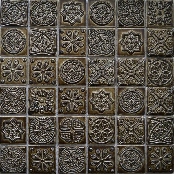 Keramograd коллекция Мозаика керамические вставки элемент Мозаика Керамическая Коричневая KG4803
